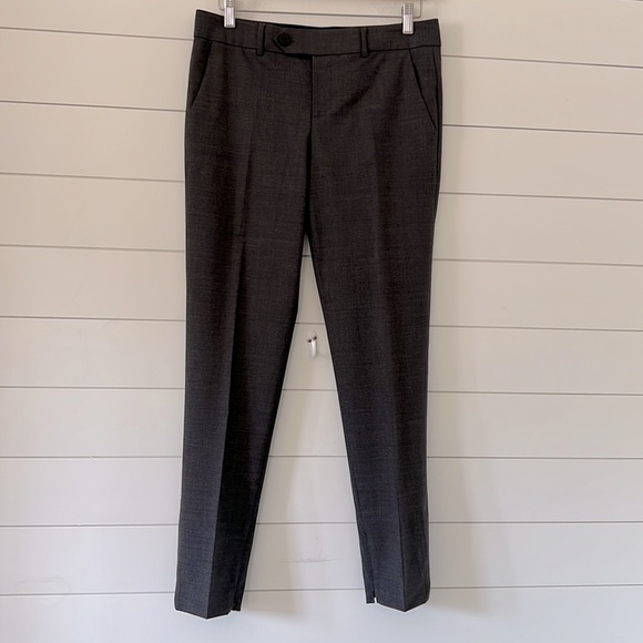 Vince Size 10 woman cool wool blend pants with leather trim and ankle zip - Picture 1 of 13